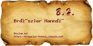 Brüszler Hannó névjegykártya